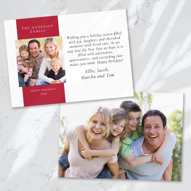 Cartão De Festividades Berry Red Simple 2-Photo (Criador carregado)