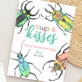 Cartão De Festividades Besouro Bugs e Beijos Aquarela Dia dos Namorados