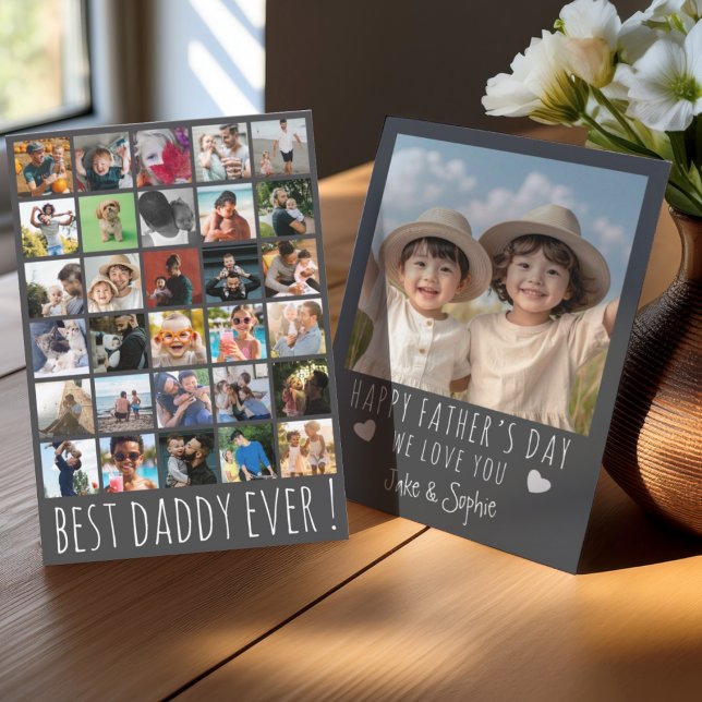 Cartão De Festividades Best Daddy Ever Grey 31 Photo Father’s Day (Criador carregado)
