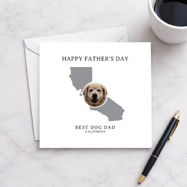 Cartão De Festividades Best Dog Dad California Photo Father’s Day  (All text is editable, personalize message on the back, change any other text if you wish)