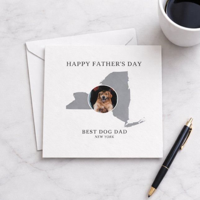Cartão De Festividades Best Dog Dad New York Photo Father’s Day (Personalize message on reverse, all text is editable, edit any text as required)