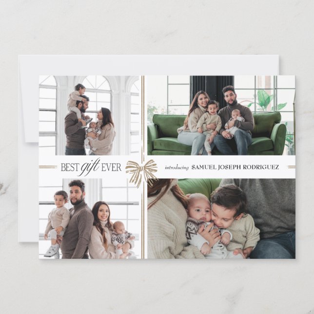 Cartão De Festividades Best Gift Ever Holiday Birth Announcement (Frente)