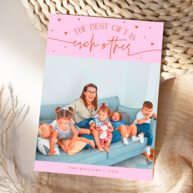 Cartão De Festividades Best Gift Orange Pink Valentines Day Photo (Criador carregado)