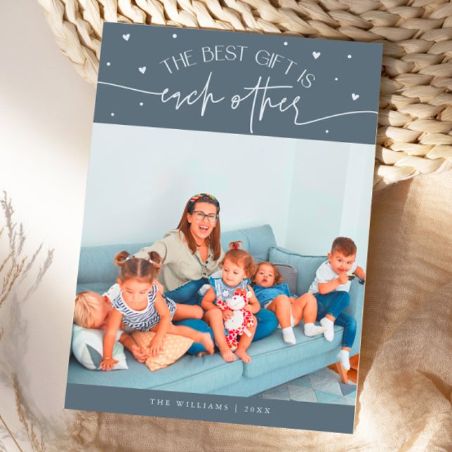 Cartão De Festividades Best Gift Slate Blue Valentines Day Photo (Criador carregado)