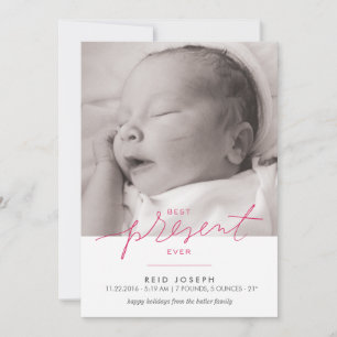 Cartão De Festividades Best Present Ever Birth Announcement - Red
