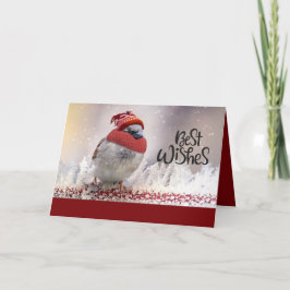 Cartão De Festividades Best Wishes Sparrow With Hat