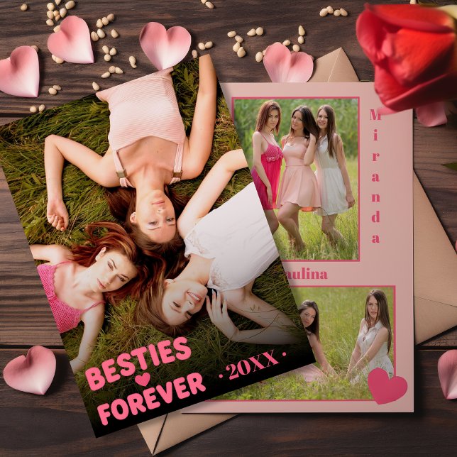 Cartão De Festividades Besties Forever Galentine’s Day Photo Card (Besties Forever Galentine’s Day Photo Card)