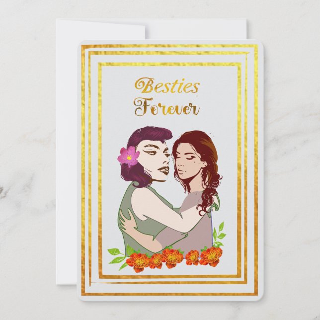 Cartão De Festividades Besties Forever greetings  (Frente)