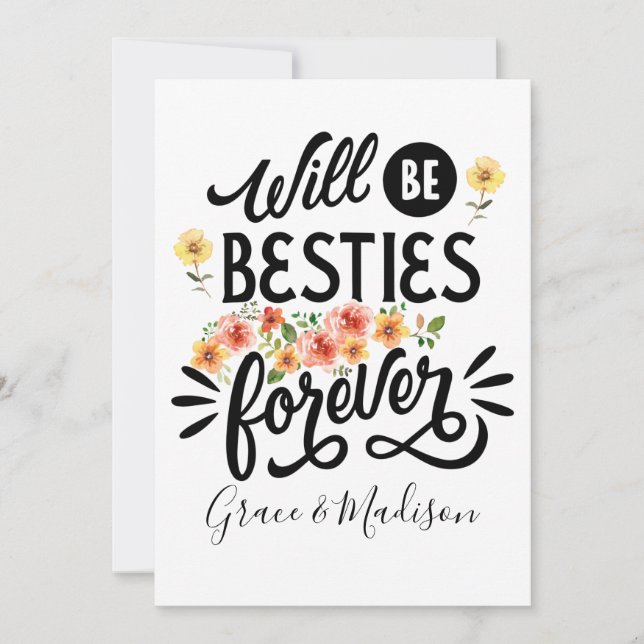 Cartão De Festividades Besties para a vida Amigos BFF para sempre present (Frente)