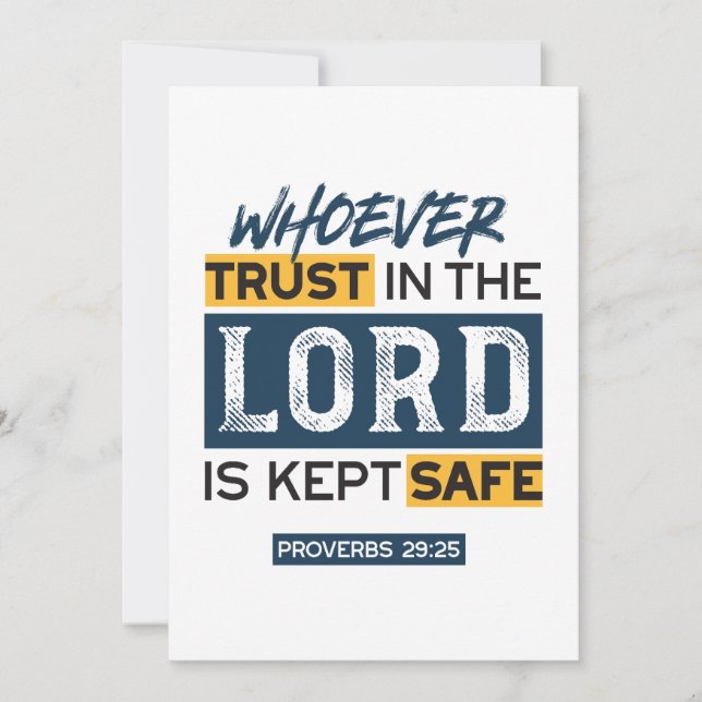 Cartão De Festividades Bible Quote Art - Proverbs 29:25 Trust in God (Frente)