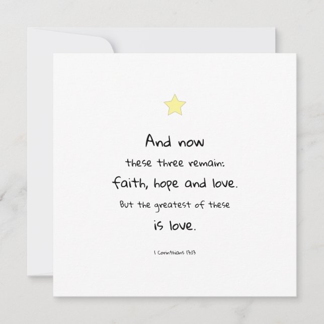 Cartão De Festividades Bible Verse Quote 1 Corinthians 13:13 Card (Frente)