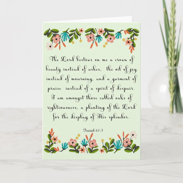 Cartão De Festividades Bible Verses Art - Isaiah 61:3 (Frente)