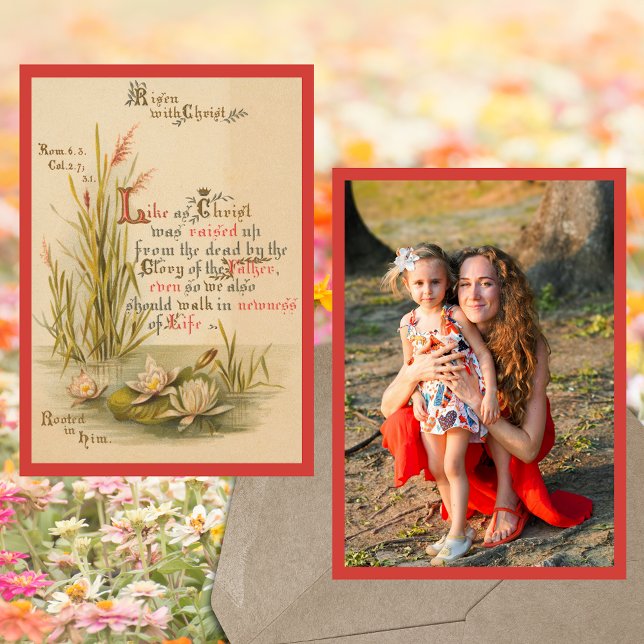 Cartão De Festividades Bíblia Cristã Verso Cristo é Páscoa de Fotos Risen (Religious Christian Catholic Bible Verse Christ is Risen Resurrection Photo Easter Holiday Card)