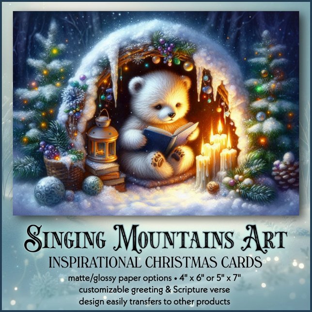 Cartão De Festividades Bíblia de Leitura do Urso Polar (Criador carregado)