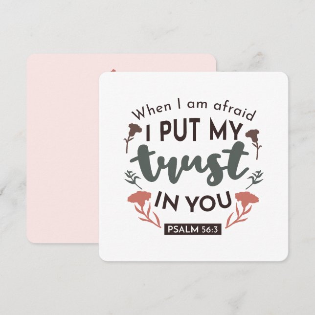 Cartão De Festividades Bíblia Floral Verse Art 'Eu ponho minha confiança  (Frente/Verso)