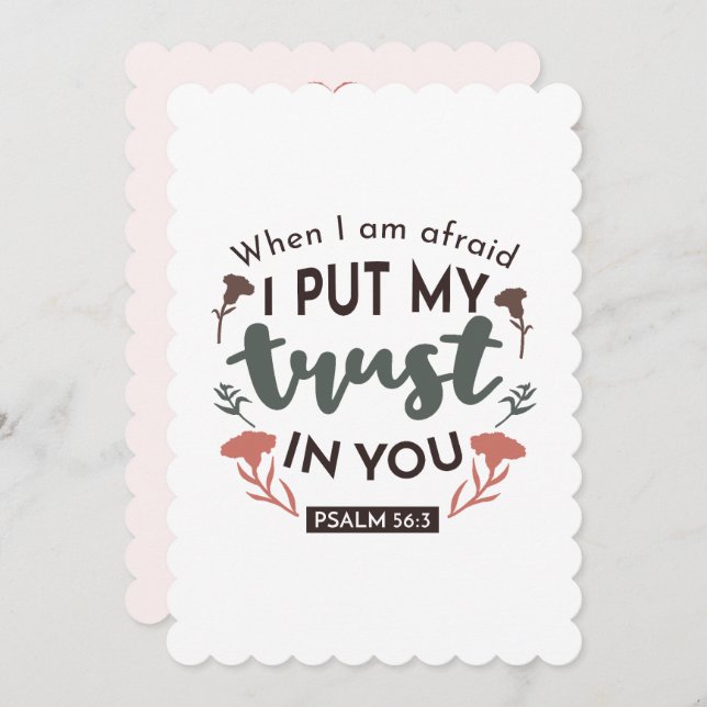 Cartão De Festividades Bíblia Floral Verse Art 'Eu ponho minha confiança  (Frente/Verso)