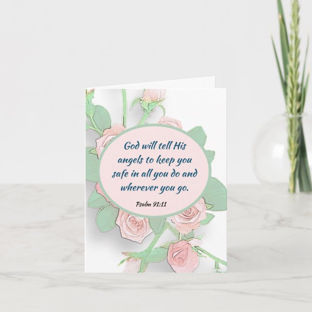 Cartão De Festividades Bíblia Psalm 91:11 Versos sobre Bênçãos (Frente)