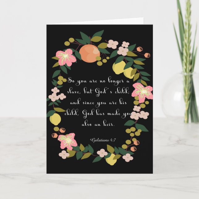 Cartão De Festividades Bíblia Verse Art - Galatianos 4:7 (Frente)