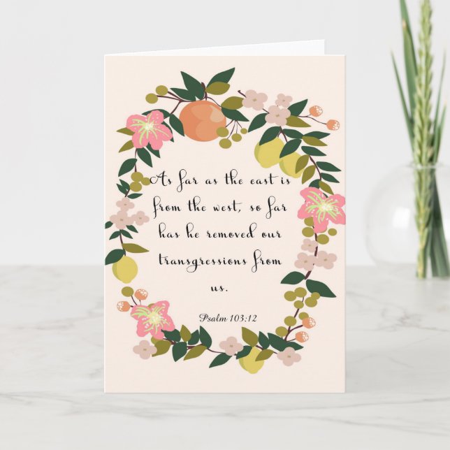 Cartão De Festividades Bíblia Verse Art - Salm 103:12 (Frente)