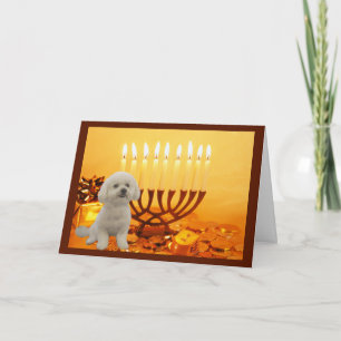 Cartão De Festividades Bichon Frise Chanukah Card Menorah
