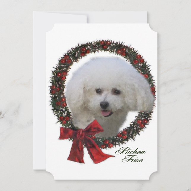 Cartão De Festividades Bichon Frise Christmas (Frente)