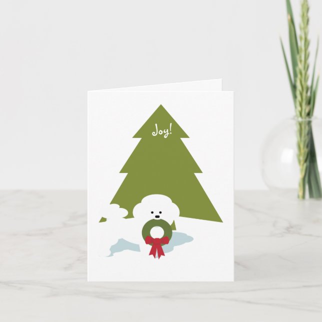 Cartão De Festividades Bichon Frise Christmas Card -Joy! (Frente)
