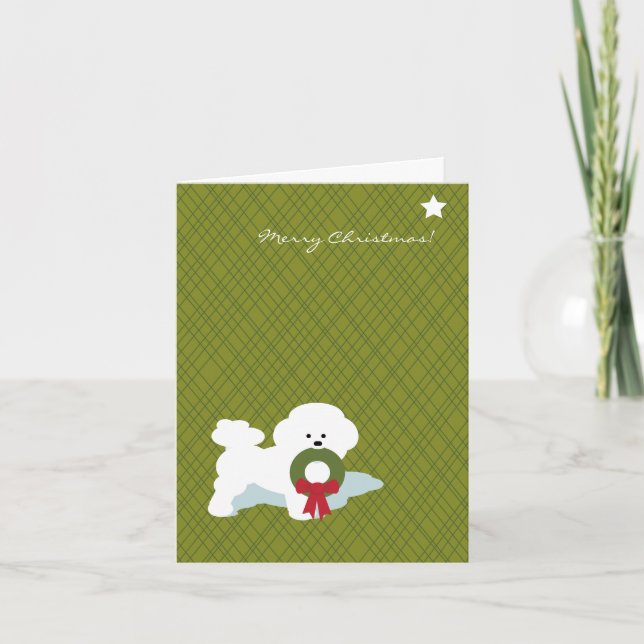 Cartão De Festividades Bichon Frise Christmas Notecard (Frente)