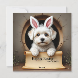 Cartão De Festividades Bichon Frise dog - com o Nome da Família