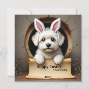 Cartão De Festividades Bichon Frise dog - com o Nome da Família