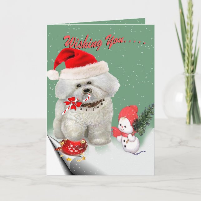 Cartão De Festividades Bichon Frise Merry Christmas  Cards (Frente)
