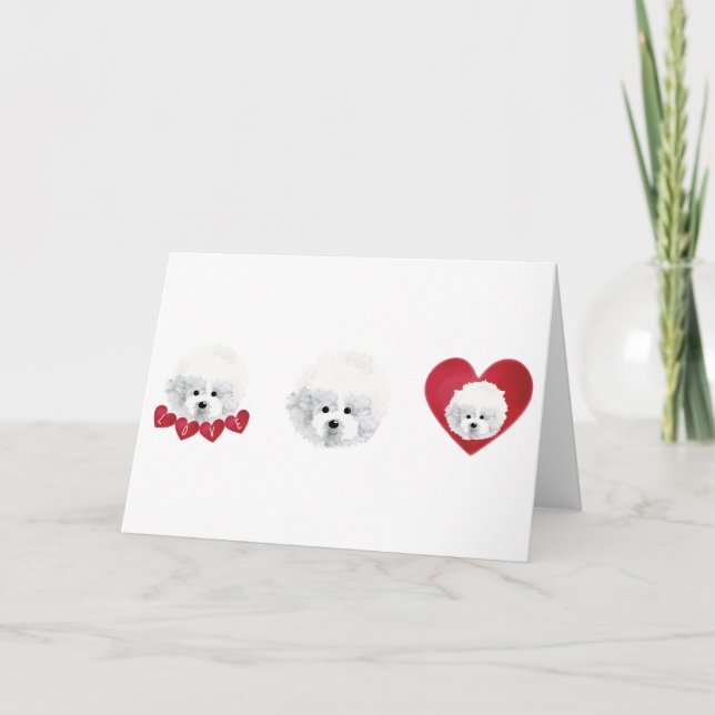 Cartão De Festividades Bichon Frise _ mistura _  (Frente)