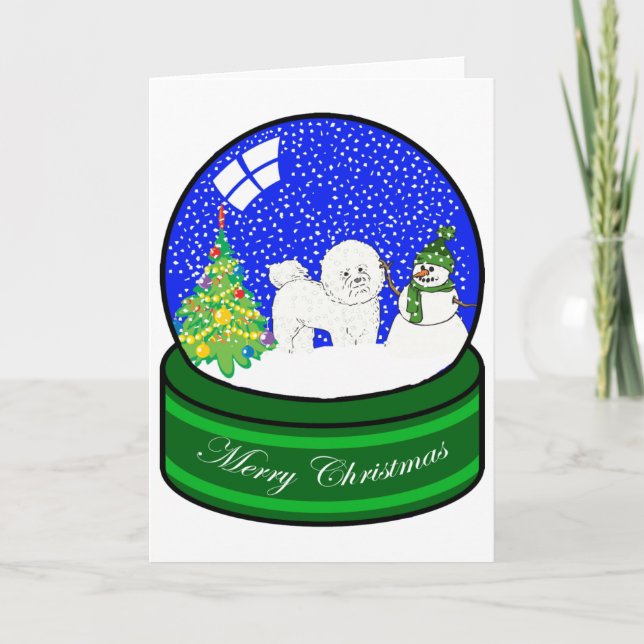 Cartão De Festividades bichon frise snow globe (Frente)