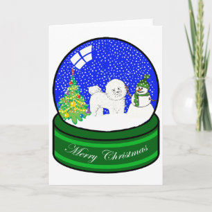 Cartão De Festividades bichon frise snow globe