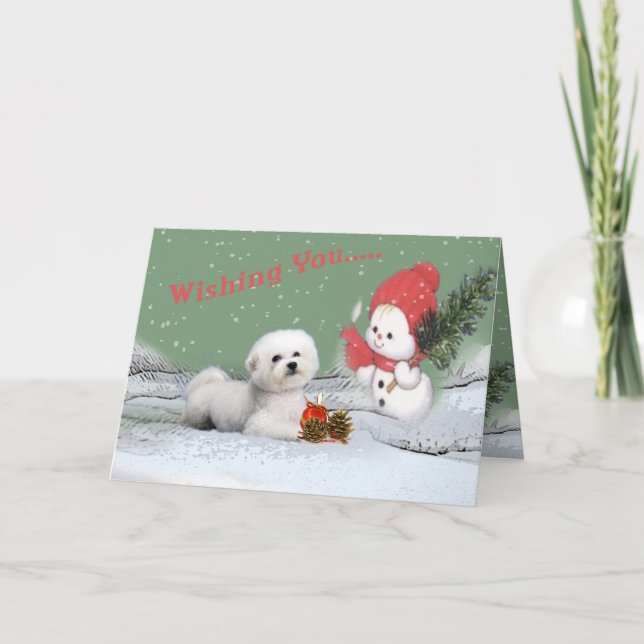 Cartão De Festividades Bichon Wishing you merry christmas cards (Frente)