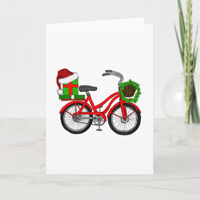 Cartão De Festividades bicicleta do xmas (Frente)
