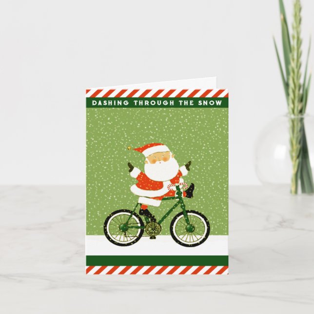 Cartão De Festividades Bicicleta Engraçado Natal (Frente)