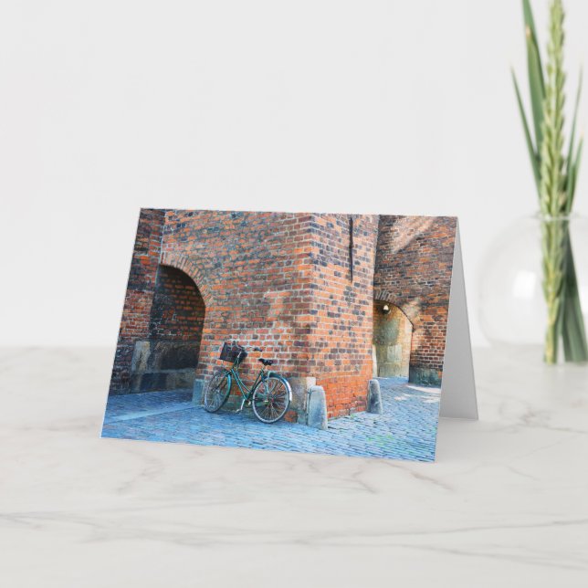 Cartão De Festividades Bicicleta, Rua, Nicholas Church, Copenhagen, Dinam (Frente)