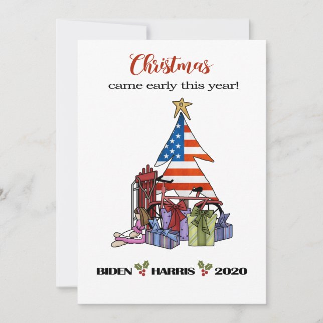Cartão De Festividades Biden/Harris 2020 Árvore de Natal/Presentes Anteci (Frente)