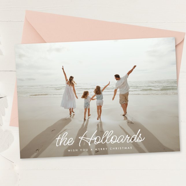 Cartão De Festividades Big Script Seu Nome Personalizado Foto Natal 5 (Criador carregado)