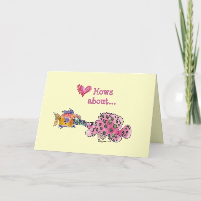 Cartão De Festividades Big Wet Kiss Cartoon Fish (Frente)