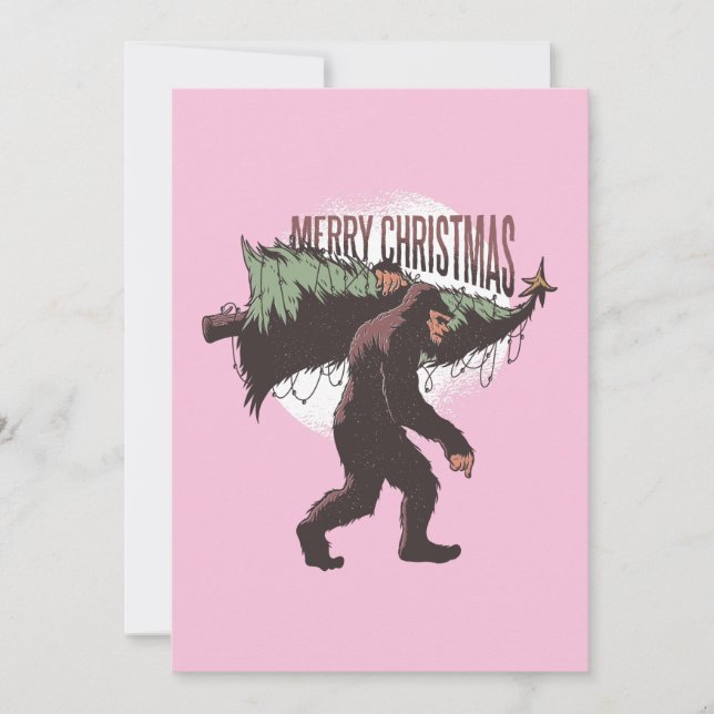 Cartão De Festividades Bigfoot Feliz Natal Com Espaço Para A Sua Foto (Frente)