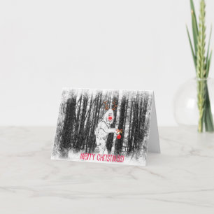 Cartão De Festividades Bigfoot in the Forest Christmas Card