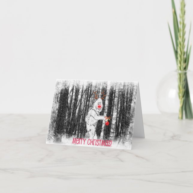 Cartão De Festividades Bigfoot in the Forest Christmas Card (Frente)