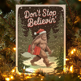 Cartão De Festividades Bigfoot Não Para de Acreditar no Natal do Sasquatc