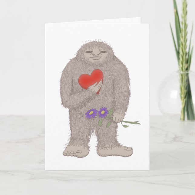 Cartão De Festividades Bigfoot Sasquatch Yeti I Love You Greeting Card (Frente)