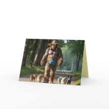 Bigfoot Walkin' the Dog Card