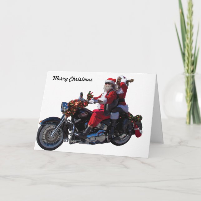 Cartão De Festividades Biker Santa (Frente)