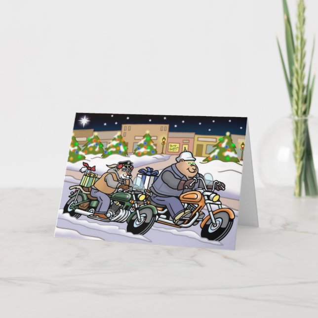 Cartão De Festividades Bikers are Animals Xmas Card - Going Home (Frente)