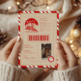 Cartão De Festividades Bilhete de Natal do Polar Express Foto Antiga