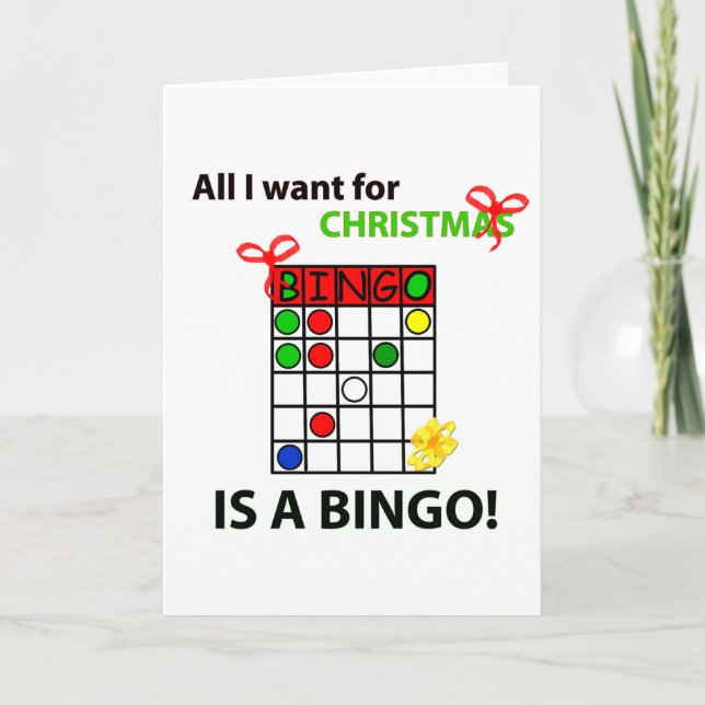 Cartão De Festividades BINGO, quero um bingo de Natal (Frente)